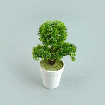Fiore Round Green Plastic Petite Green Tree in Plastic Pot - 7" x 4" x 11" - 12 count box