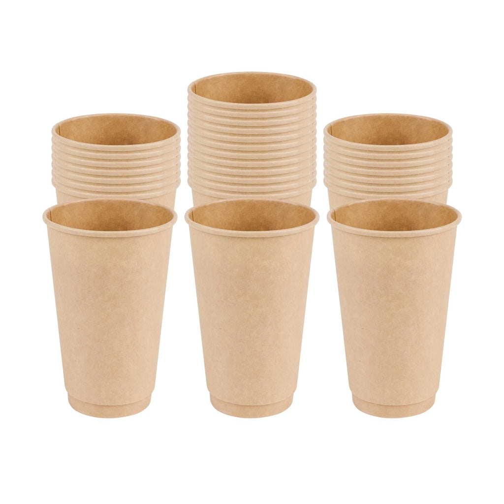 Restpresso 16 oz Kraft Paper Coffee Cup - Double Wall - 3 1/2" x 3 1/2" x 5 1/2" - 25 count box