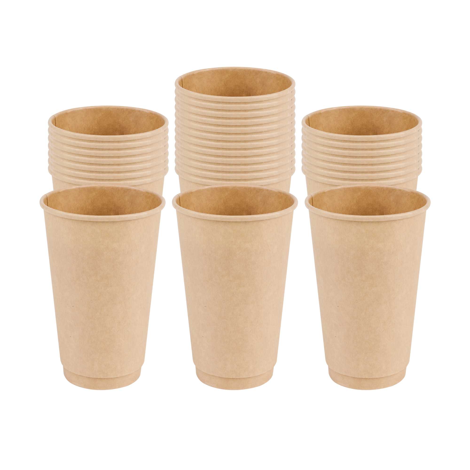 Restpresso 16 oz Kraft Paper Coffee Cup - Double Wall - 3 1/2" x 3 1/2" x 5 1/2" - 25 count box