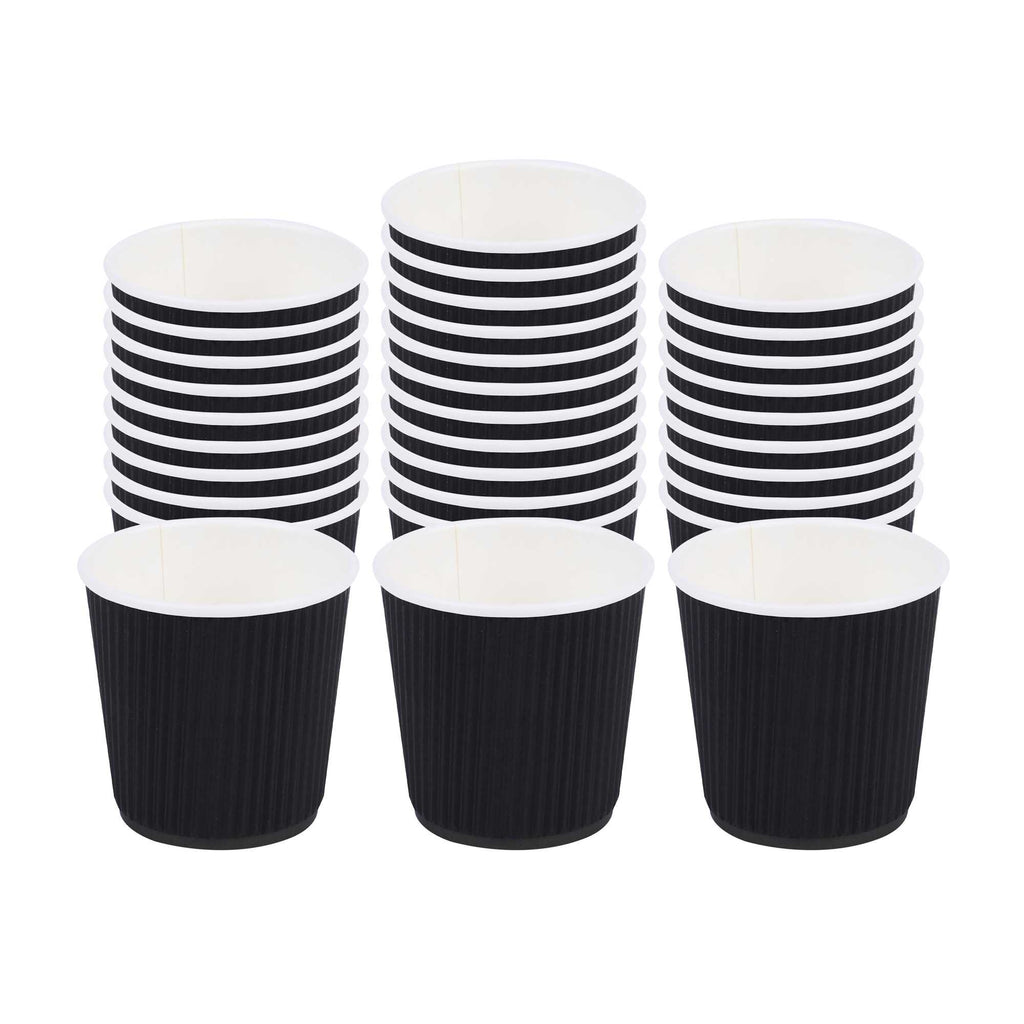 Restpresso 4 oz Black Paper Coffee Cup - Ripple Wall - 2 1/2" x 2 1/2" x 2 1/4" - 25 count box