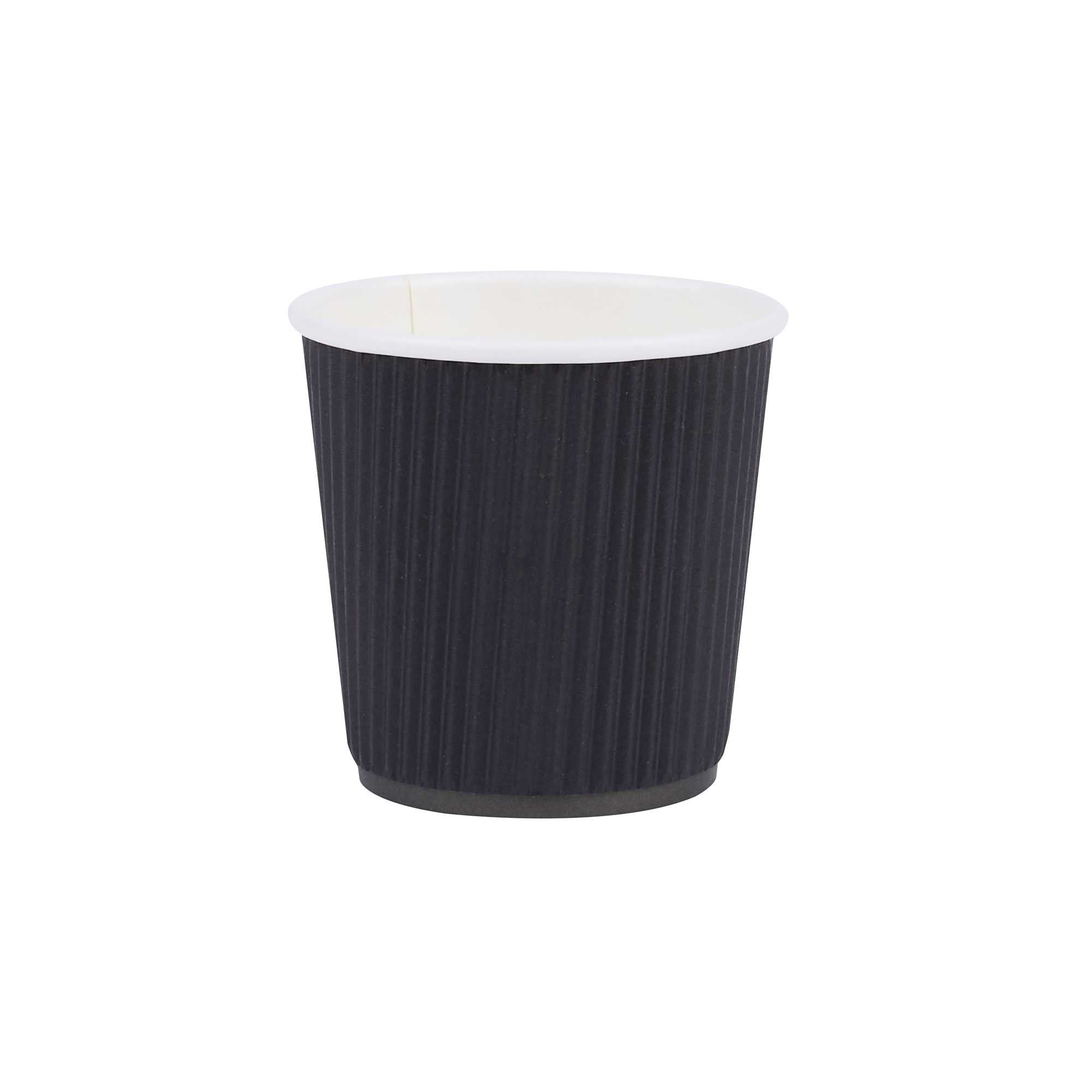 Restpresso 4 oz Black Paper Coffee Cup - Ripple Wall - 2 1/2" x 2 1/2" x 2 1/4" - 25 count box