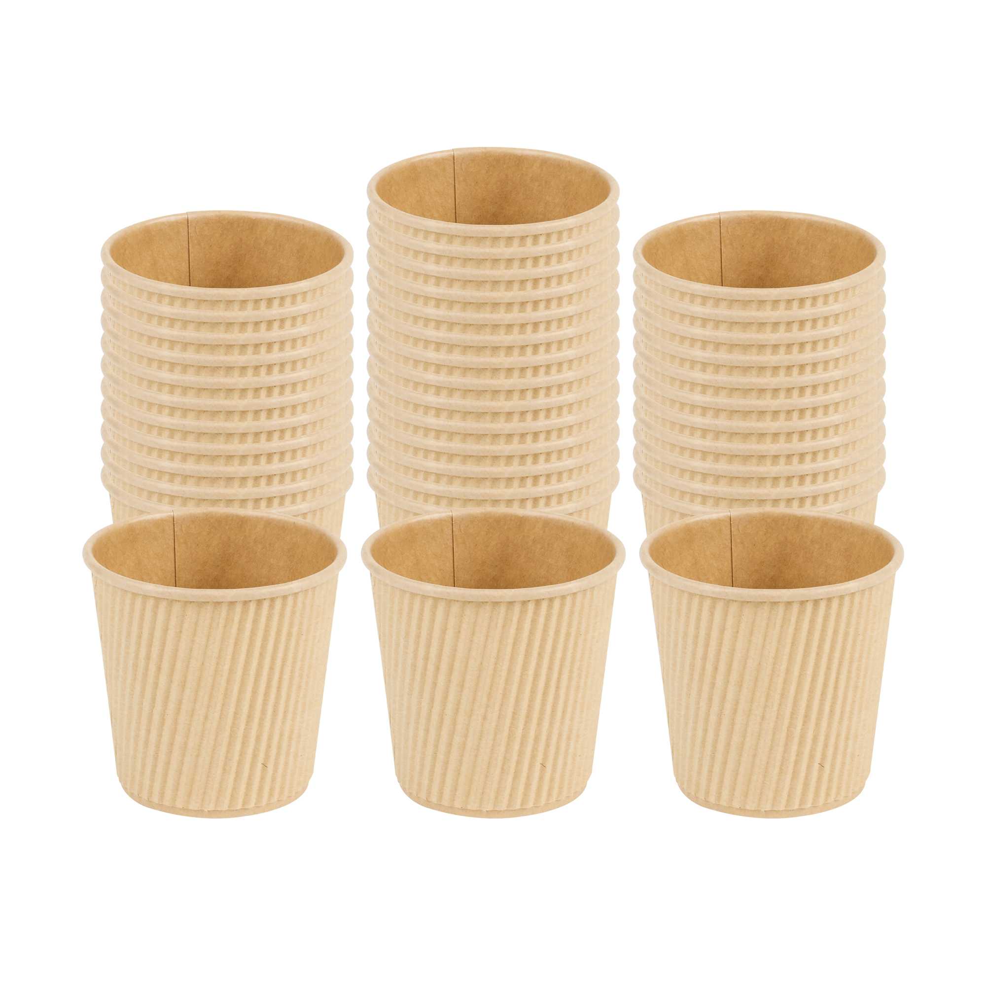 Restpresso 4 oz Kraft Paper Coffee Cup - Ripple Wall - 2 1/2" x 2 1/2" x 2 1/4" - 25 count box