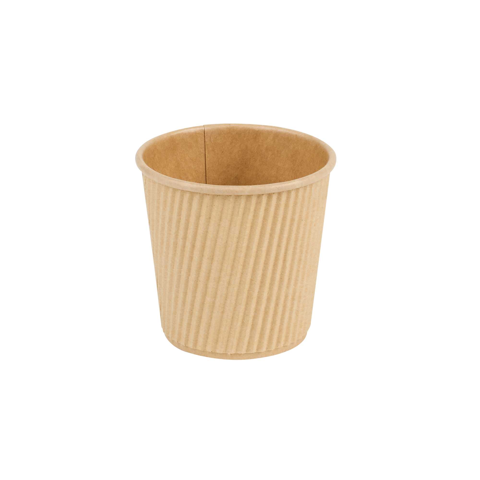 Restpresso 4 oz Kraft Paper Coffee Cup - Ripple Wall - 2 1/2" x 2 1/2" x 2 1/4" - 25 count box