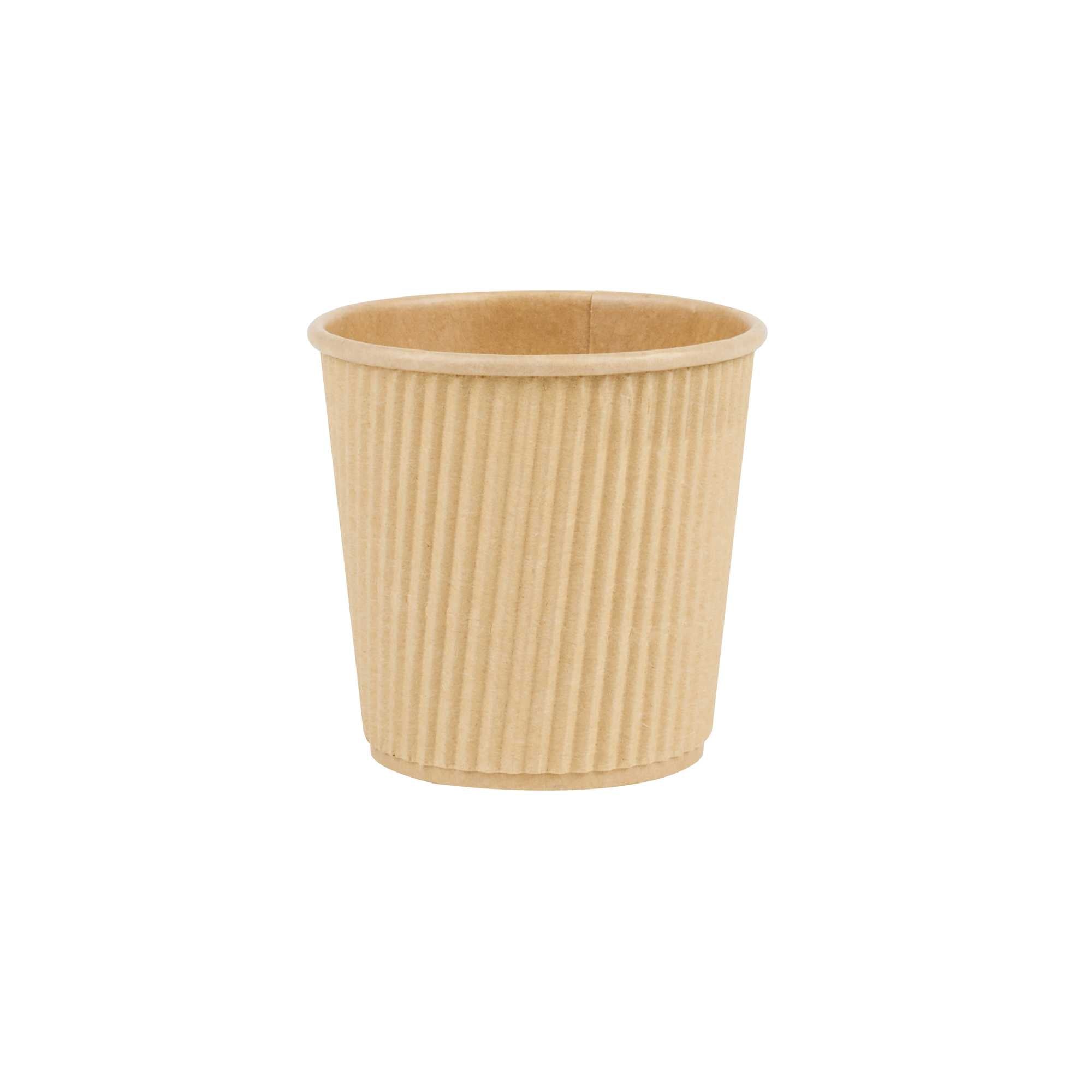 Restpresso 4 oz Kraft Paper Coffee Cup - Ripple Wall - 2 1/2" x 2 1/2" x 2 1/4" - 25 count box