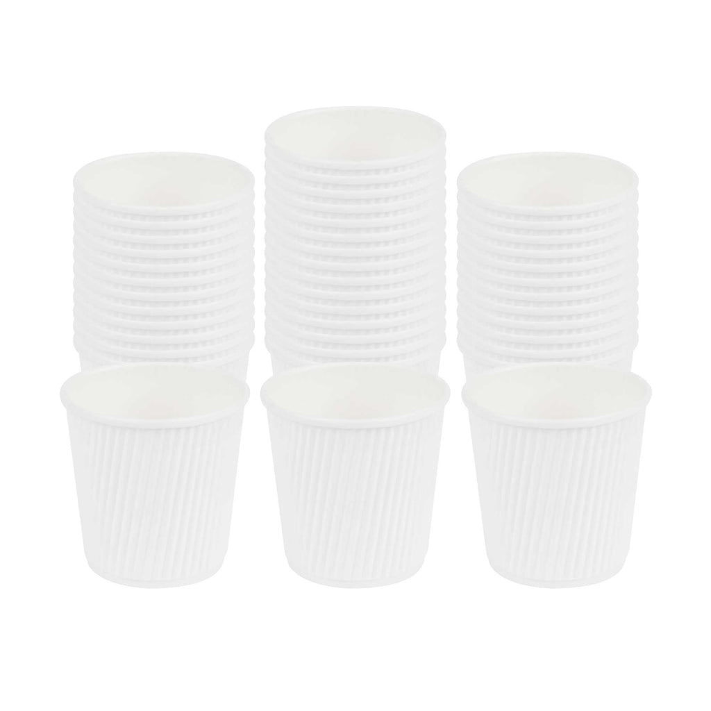 Restpresso 4 oz White Paper Coffee Cup - Ripple Wall - 2 1/2" x 2 1/2" x 2 1/4" - 25 count box