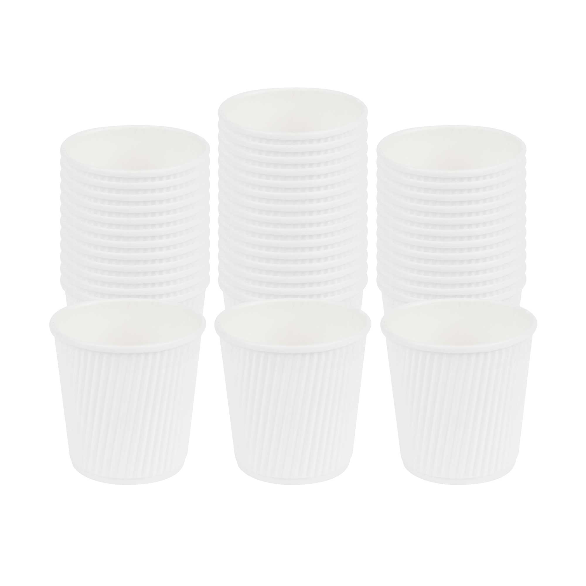Restpresso 4 oz White Paper Coffee Cup - Ripple Wall - 2 1/2" x 2 1/2" x 2 1/4" - 25 count box