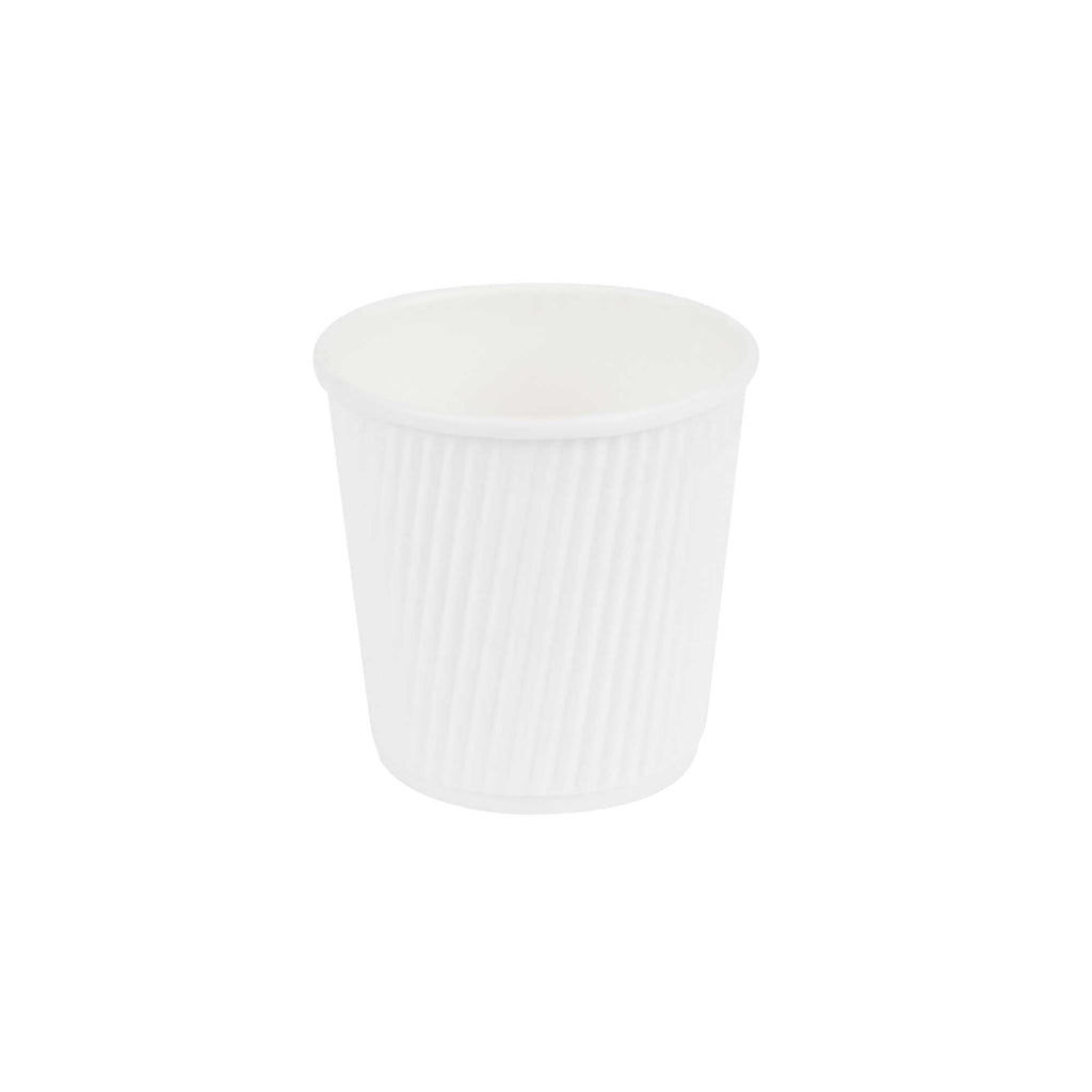 Restpresso 4 oz White Paper Coffee Cup - Ripple Wall - 2 1/2" x 2 1/2" x 2 1/4" - 500 count box