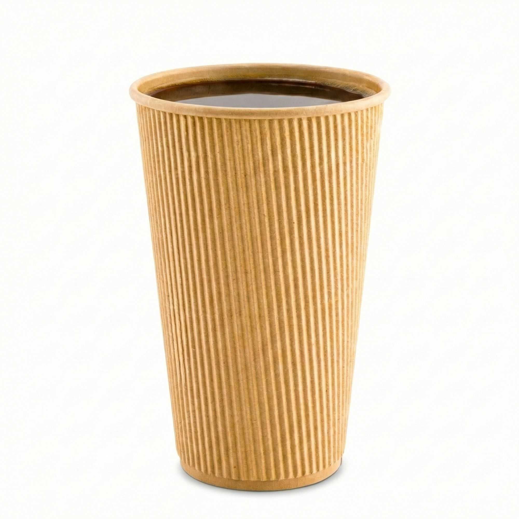 Restpresso 16 oz Kraft Paper Coffee Cup - Ripple Wall - 3 1/2" x 3 1/2" x 5 1/2" - 500 count box