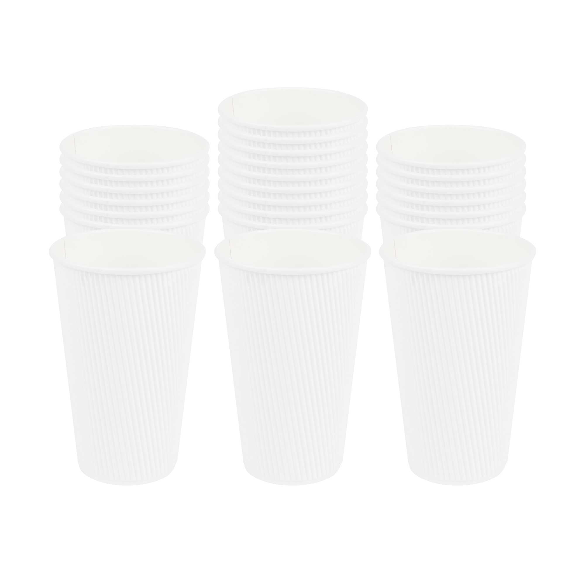 Restpresso 16 oz White Paper Coffee Cup - Ripple Wall - 3 1/2" x 3 1/2" x 5 1/2" - 500 count box