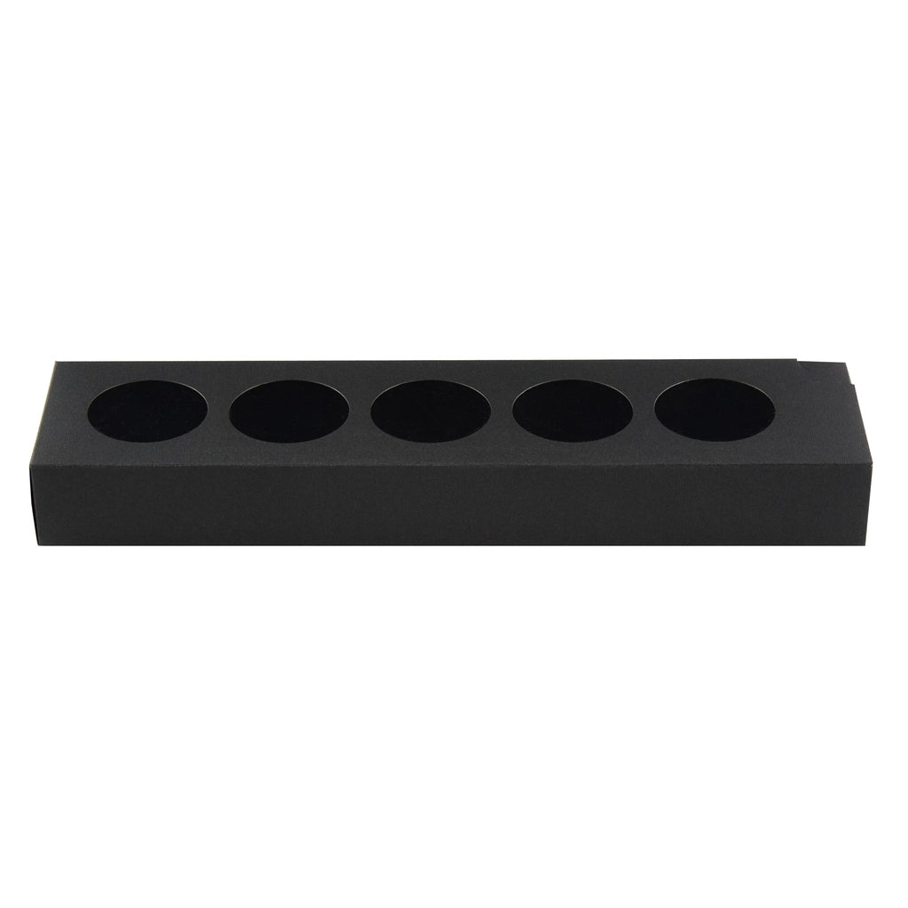 Valentino Rectangle Black Paper Macaron Box - Holds 5 Macarons - 12" x 3" x 1 1/2" - 100 count box