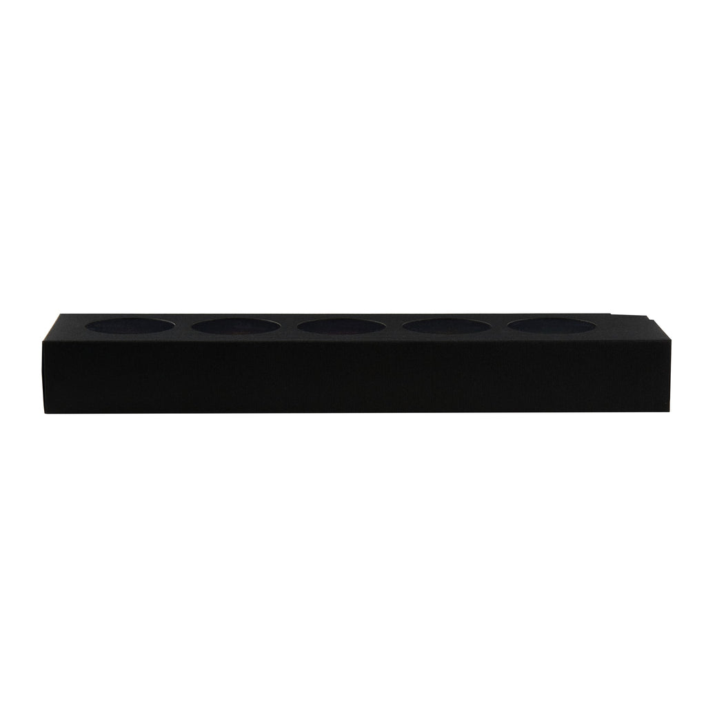 Valentino Rectangle Black Paper Macaron Box - Holds 5 Macarons - 12" x 3" x 1 1/2" - 100 count box