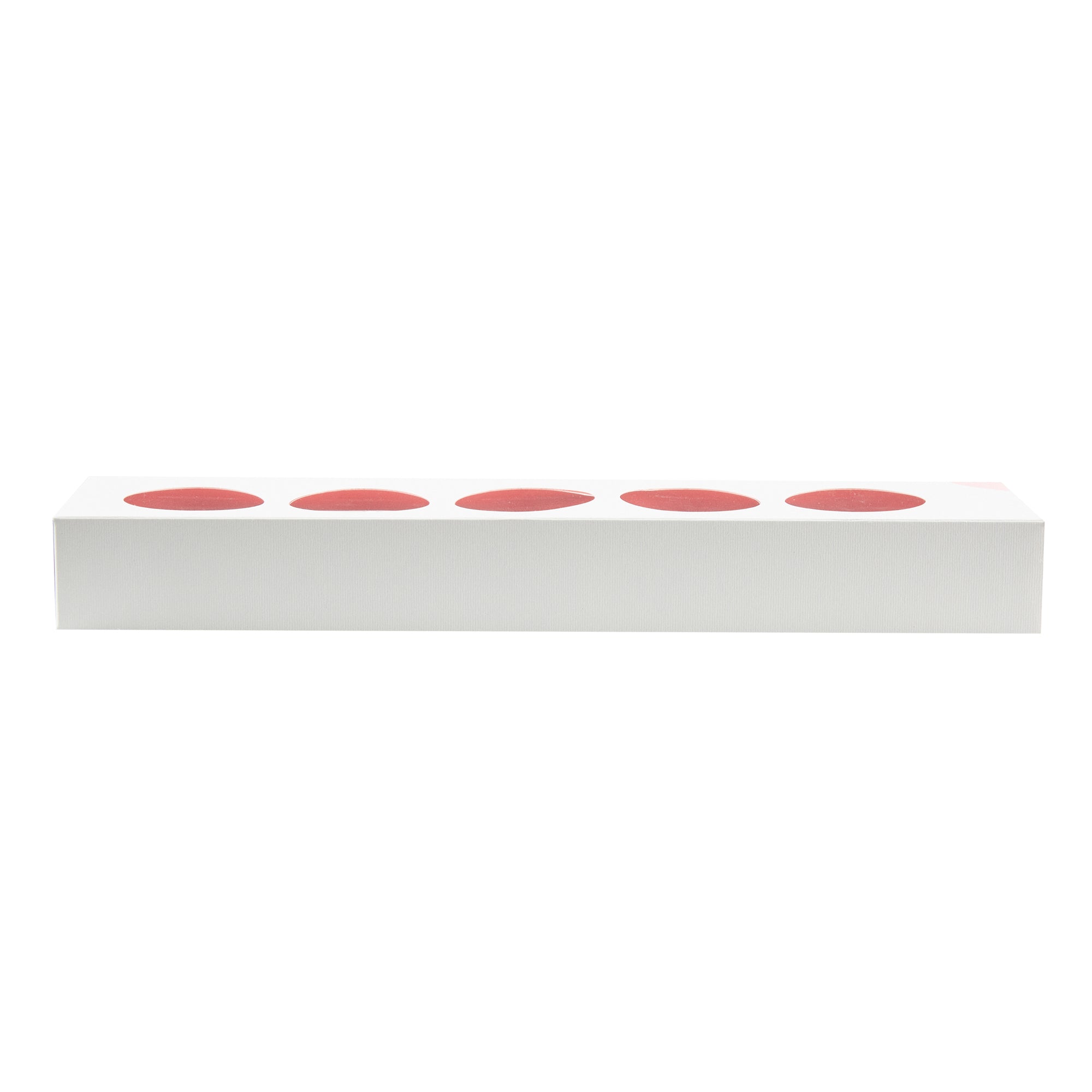 Valentino Rectangle White and Pink Paper Macaron Box - Holds 5 Macarons - 12" x 3" x 1 1/2" - 100 count box