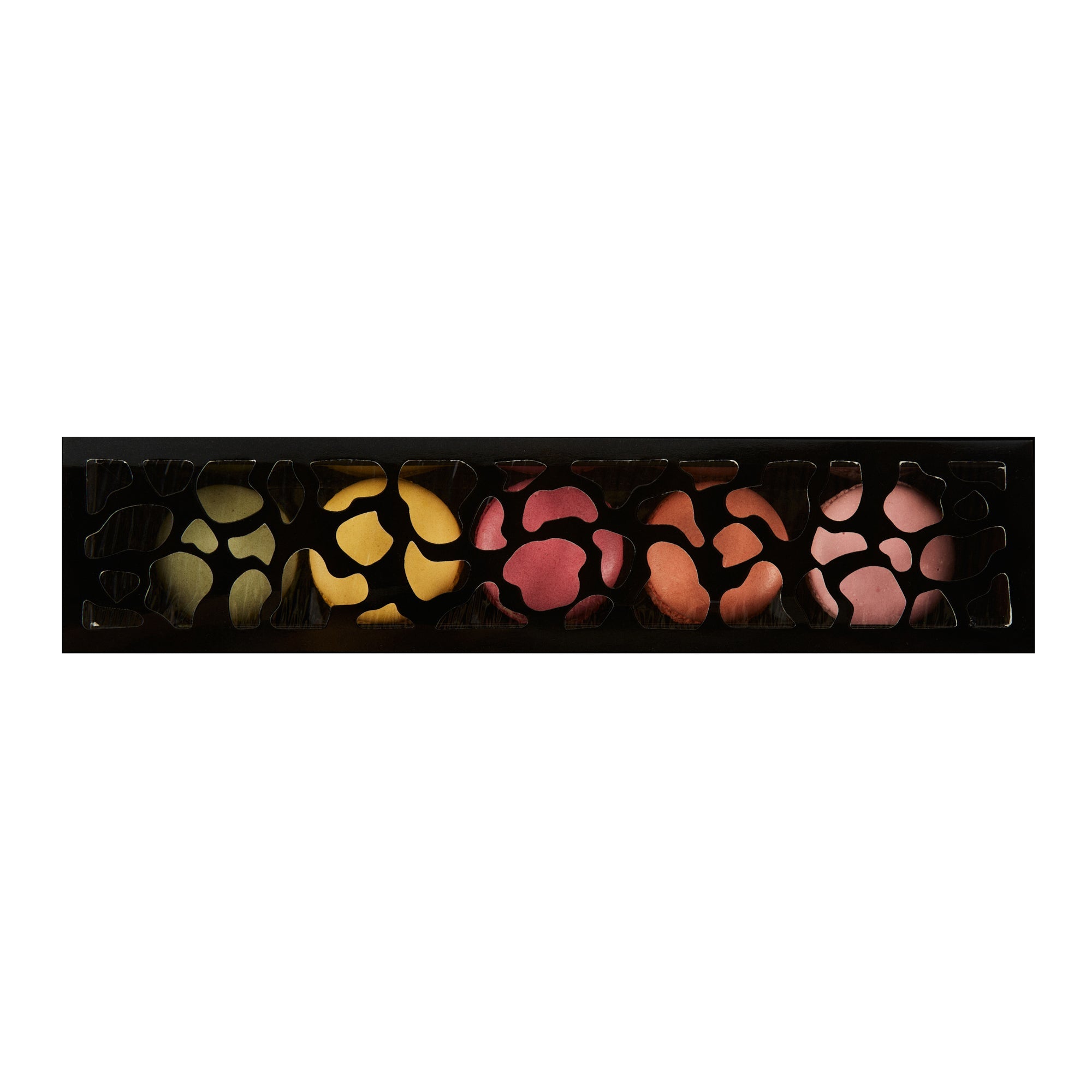 Sentiero Rectangle Black Paper Macaron Box - Holds 5 Macarons - 10" x 2 1/4" x 1 1/2" - 100 count box