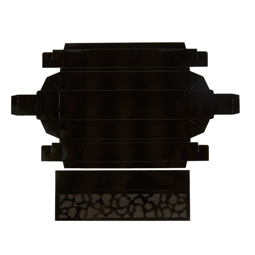 Sentiero Rectangle Black Paper Macaron Box - Holds 5 Macarons - 10" x 2 1/4" x 1 1/2" - 100 count box