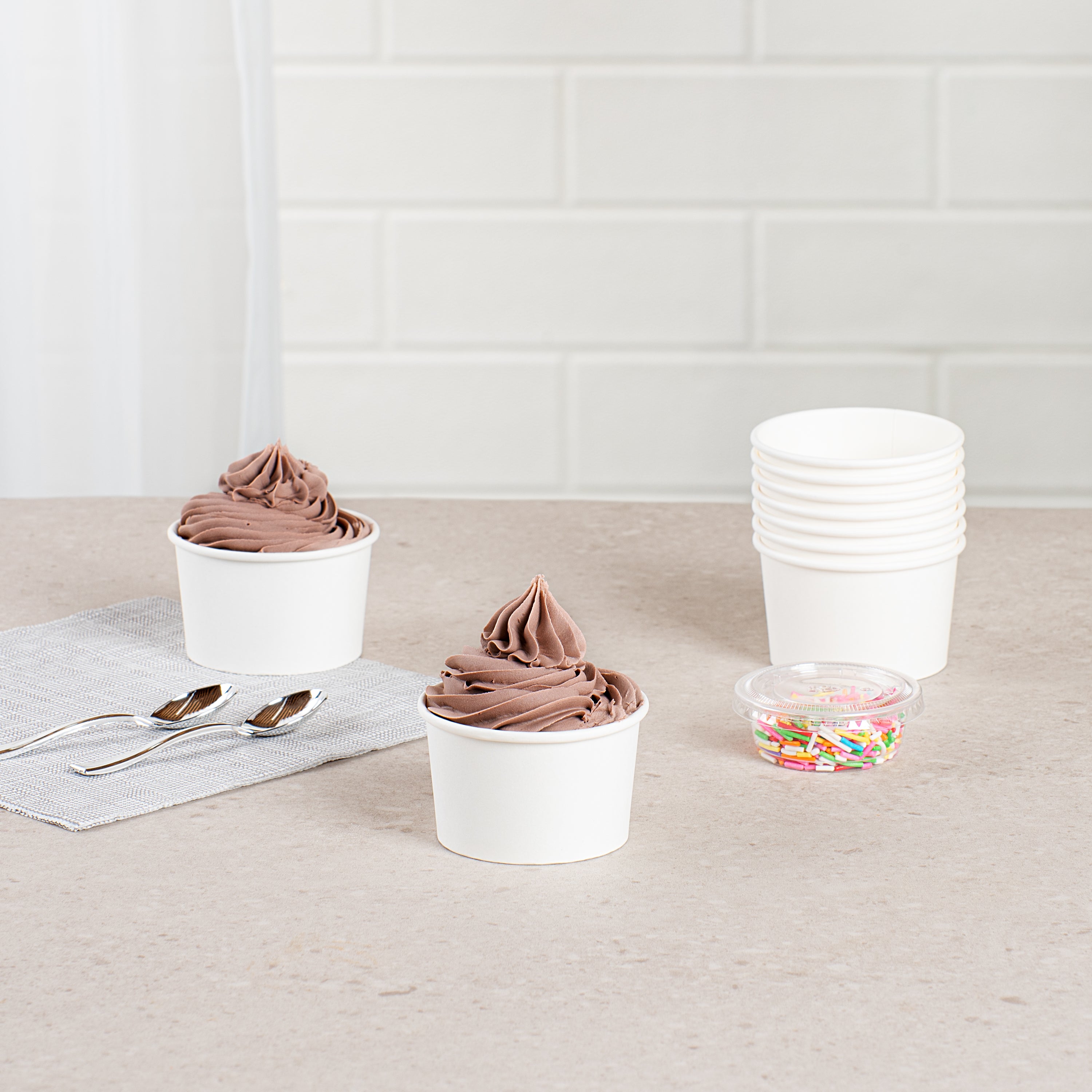 Coppetta 3 oz Round White Paper To Go Cup - 3" x 3" x 1 3/4" - 200 count box