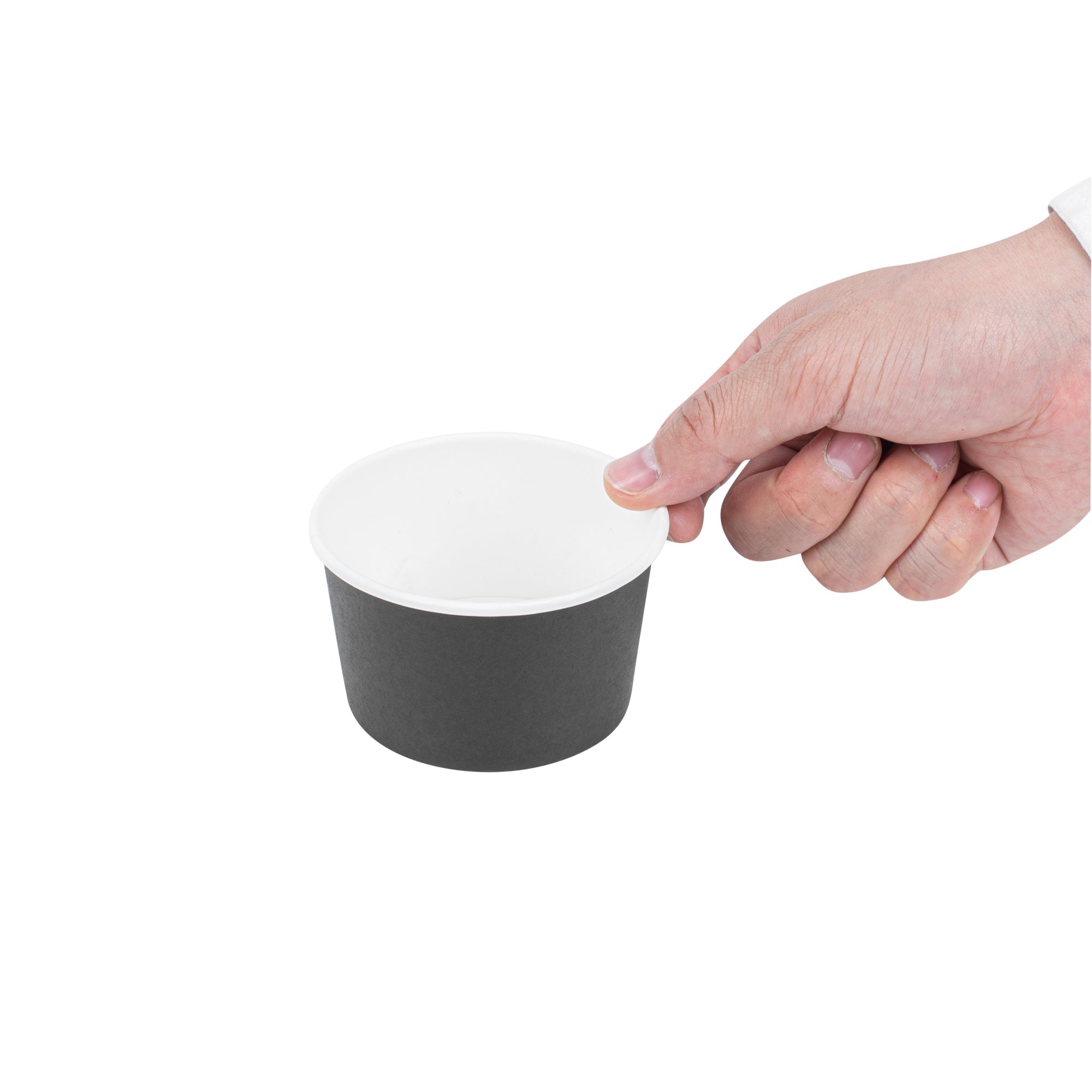 Coppetta 5 oz Round Black Paper To Go Cup - 3 1/4" x 3 1/4" x 2" - 200 count box