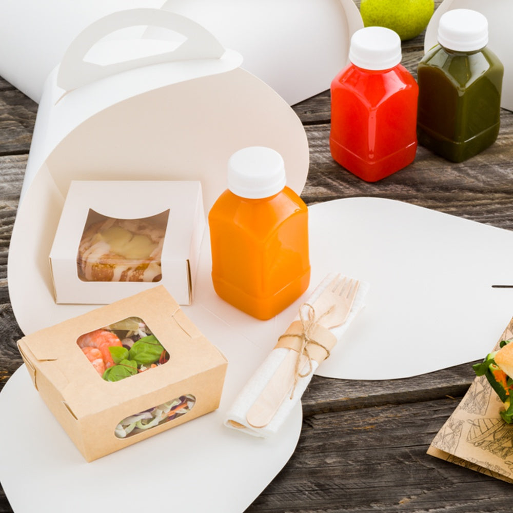 Ingenero White Paper Small Lunch and Cake Box - 6 1/2" x 6 1/2" x 6 1/2" - 100 count box