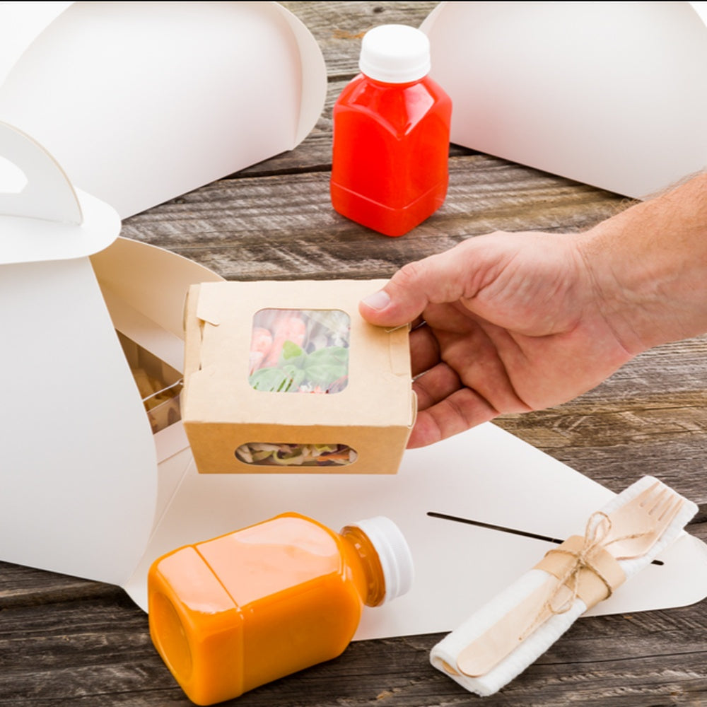 Ingenero White Paper Medium Lunch and Cake Box - 7 3/4" x 7 3/4" x 5" - 100 count box
