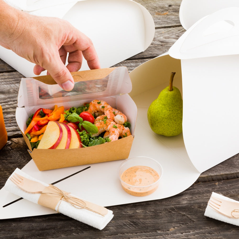 Ingenero White Paper Large Lunch and Cake Box - 9" x 9" x 4 3/4" - 100 count box