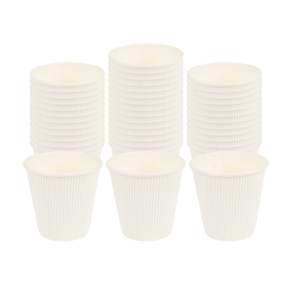 Restpresso 8 oz White Paper Coffee Cup - Ripple Wall - 3 1/2" x 3 1/2" x 3 1/4" - 500 count box