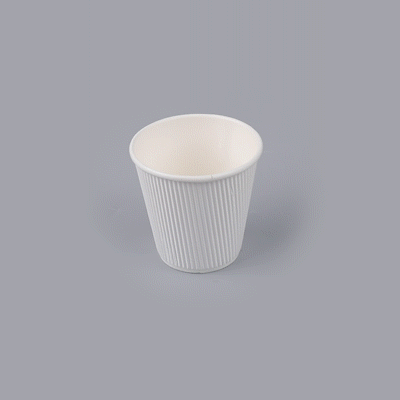 Restpresso 8 oz White Paper Coffee Cup - Ripple Wall - 3 1/2" x 3 1/2" x 3 1/4" - 500 count box