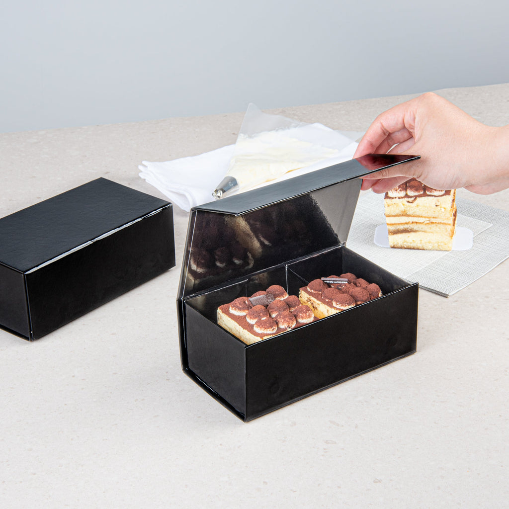 Cater Tek Rectangle Black Paper Small Tic Tac Box - Magnetic - 7" x 4" x 2 3/4" - 10 count box