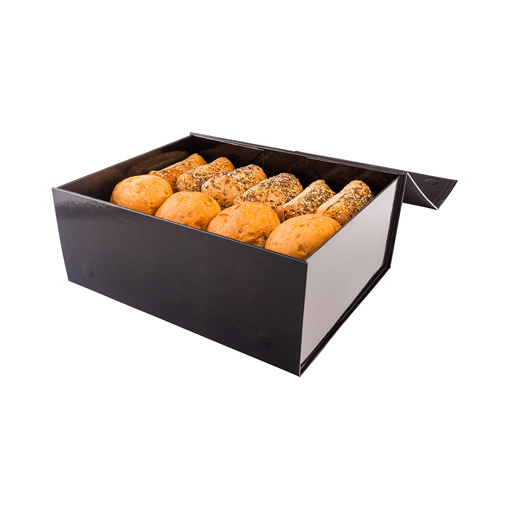 Cater Tek Rectangle Black Paper Extra Large Tic Tac Box - Magnetic - 12" x 10" x 5" - 10 count box