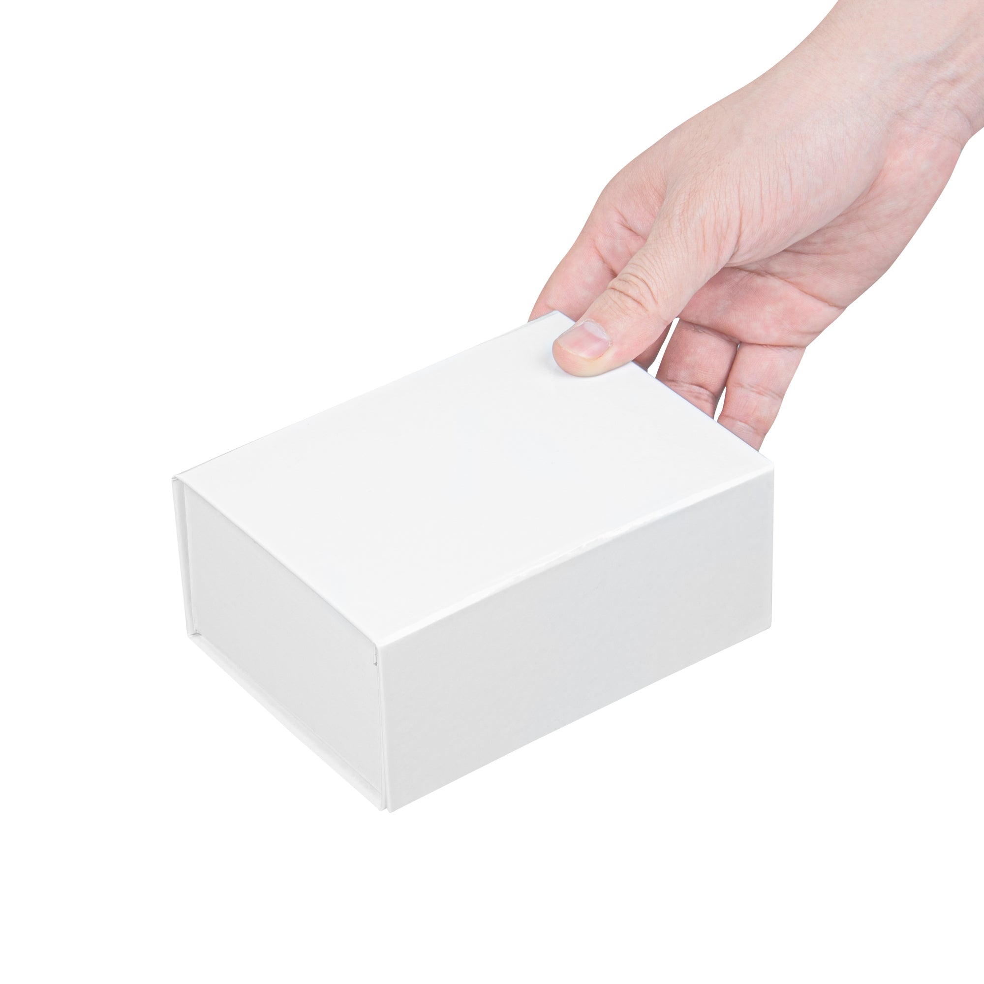 Cater Tek Rectangle White Paper Extra Small Tic Tac Box - Magnetic - 5" x 4" x 2 1/2" - 10 count box