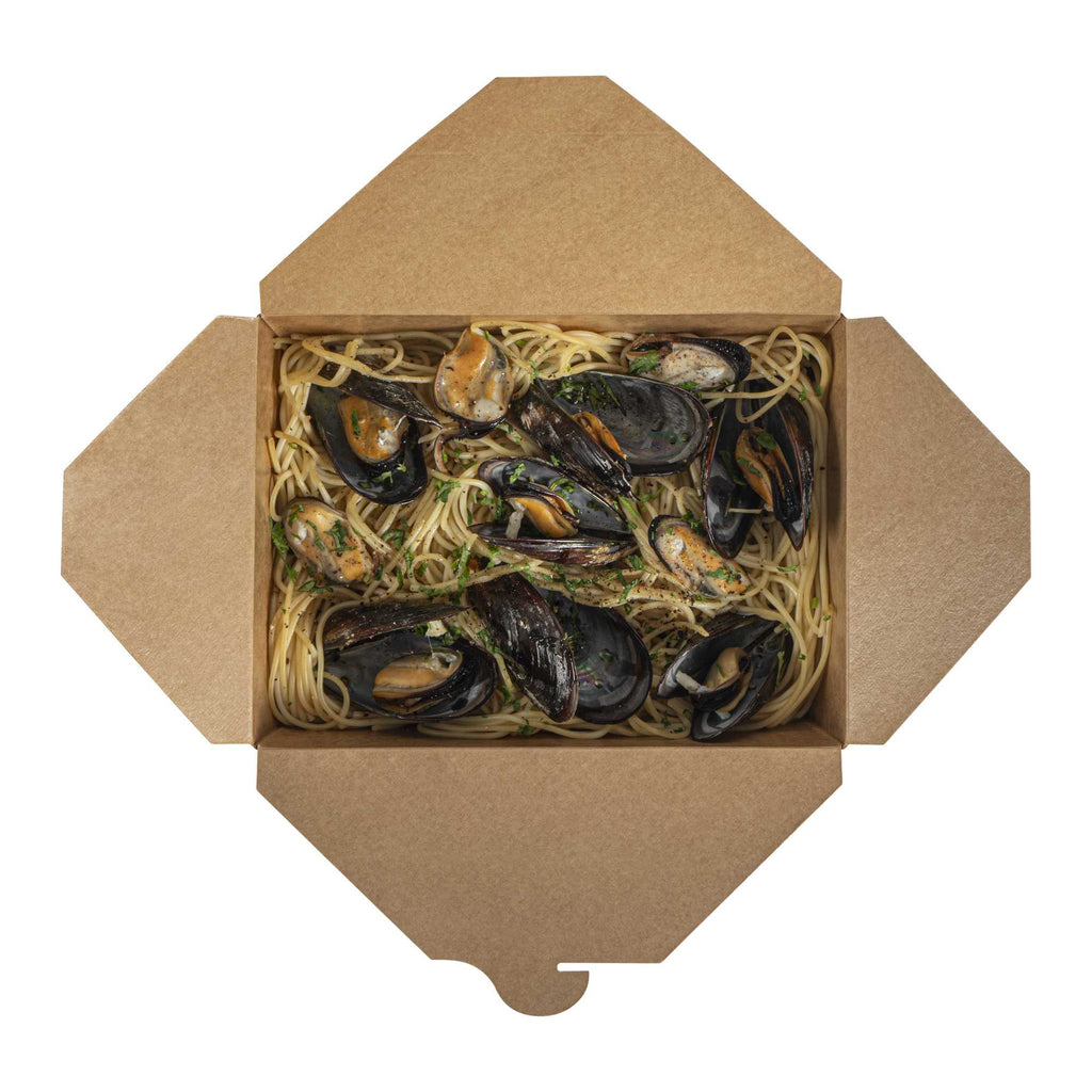 Bio Tek 71 oz Rectangle Black Paper #3 Bio Box Take Out Container - 8 1/2" x 6 1/4" x 2 1/2" - 200 count box