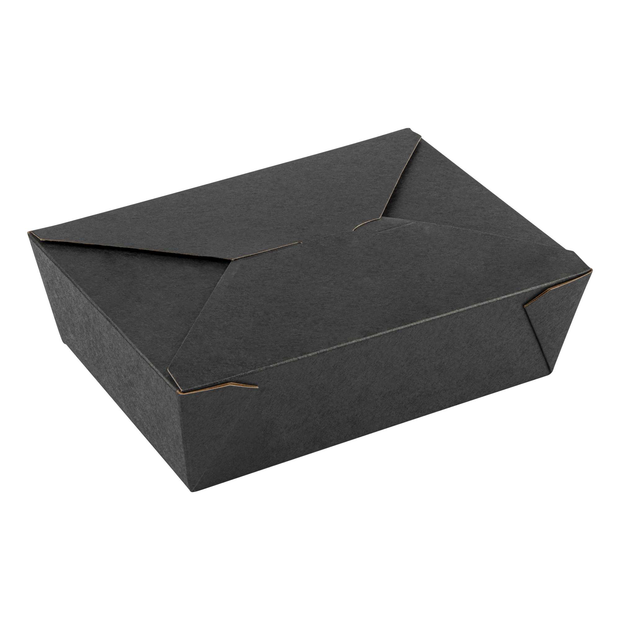 Bio Tek 71 oz Rectangle Black Paper #3 Bio Box Take Out Container - 8 1/2" x 6 1/4" x 2 1/2" - 200 count box