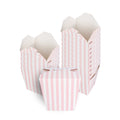Bio Tek 26 oz Square Pink and White Stripe Paper Noodle Take Out Container - 4" x 3 1/2" x 4" - 200 count box