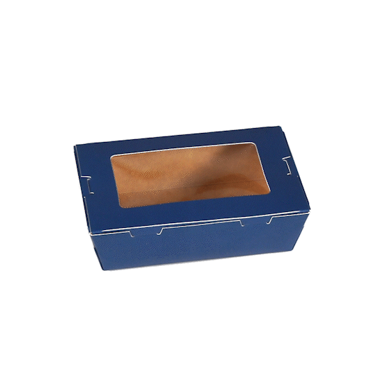 Cafe Vision 21 oz Midnight Blue Paper Small Take Out Container - Hinge Lock - 6 1/4" x 4" x 1 3/4" - 200 count box