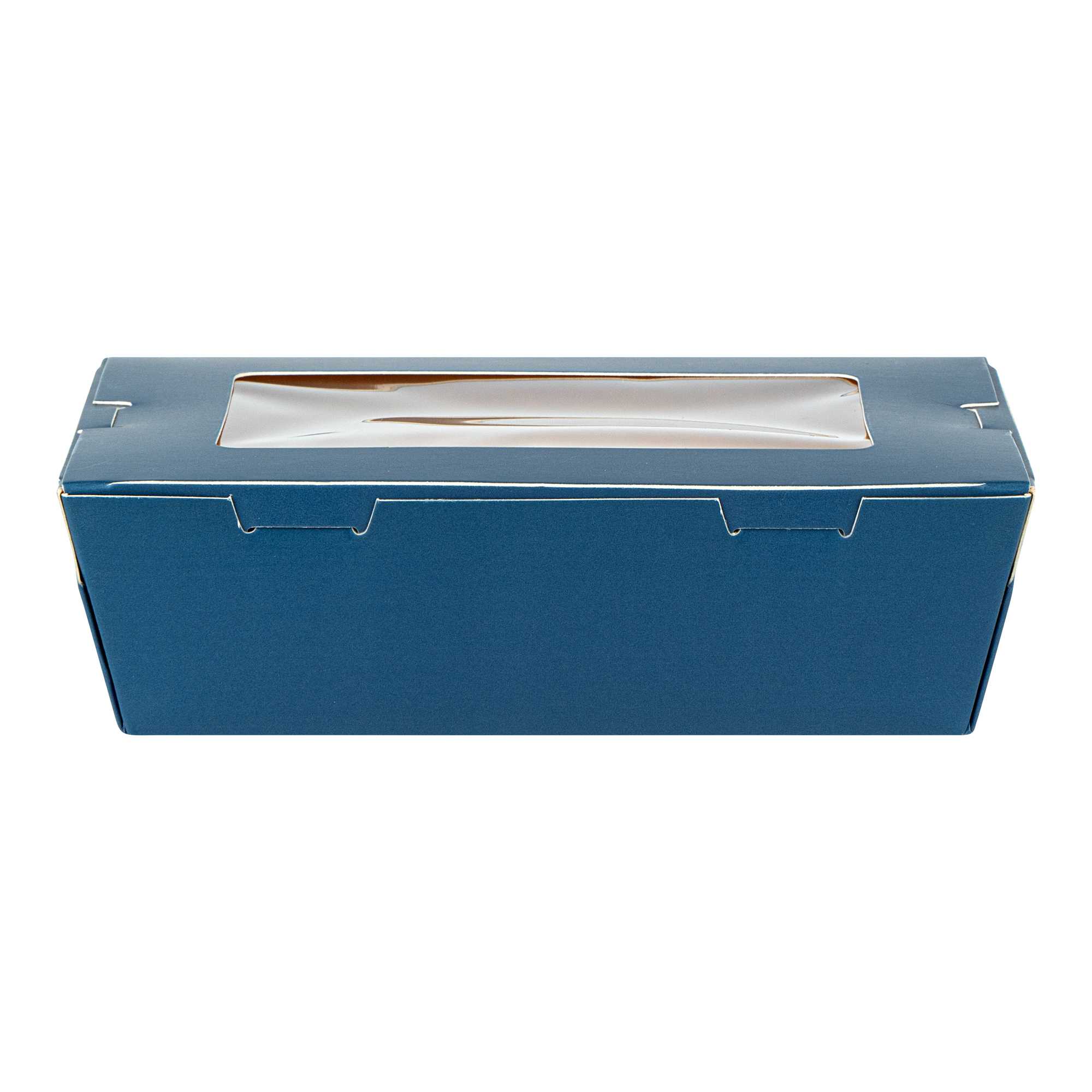 Cafe Vision 21 oz Midnight Blue Paper Small Take Out Container - Hinge Lock - 6 1/4" x 4" x 1 3/4" - 200 count box