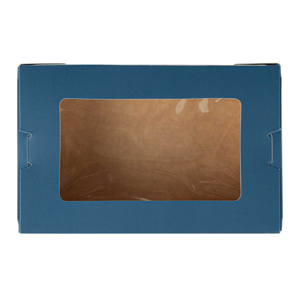Cafe Vision 21 oz Midnight Blue Paper Small Take Out Container - Hinge Lock - 6 1/4" x 4" x 1 3/4" - 200 count box