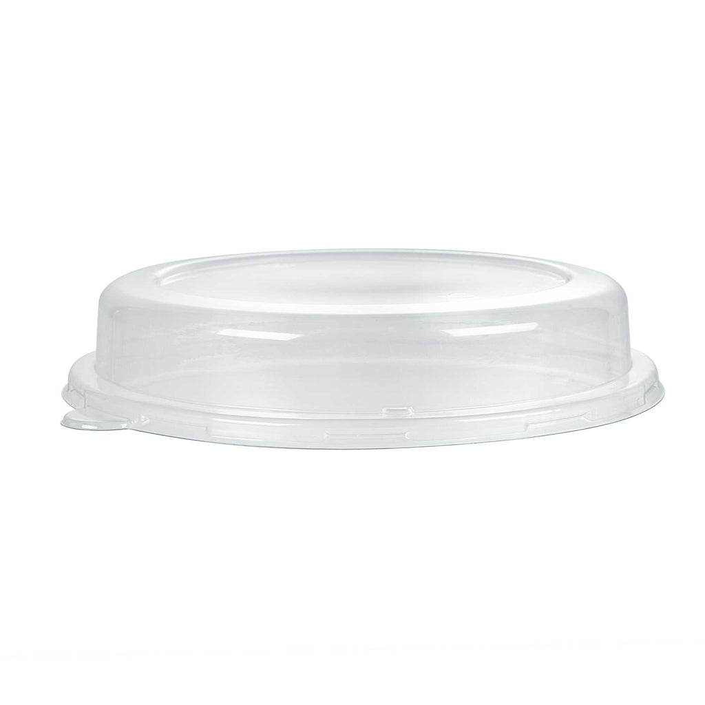 Pulp Safe Round Clear Plastic Dome Lid - Fits 32 oz Bagasse Salad Bowl - 100 count box