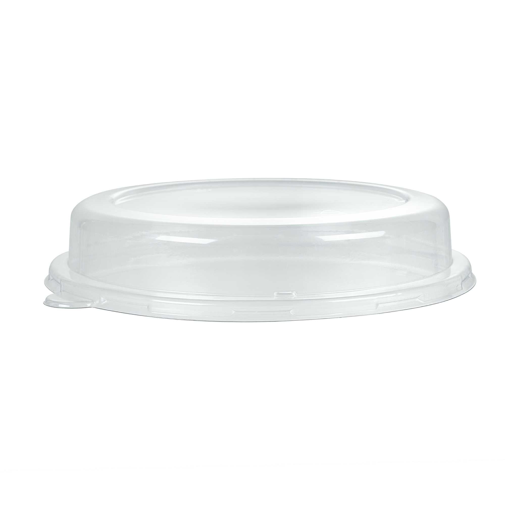 Pulp Safe Round Clear Plastic Dome Lid - Fits 32 oz Bagasse Salad Bowl - 100 count box