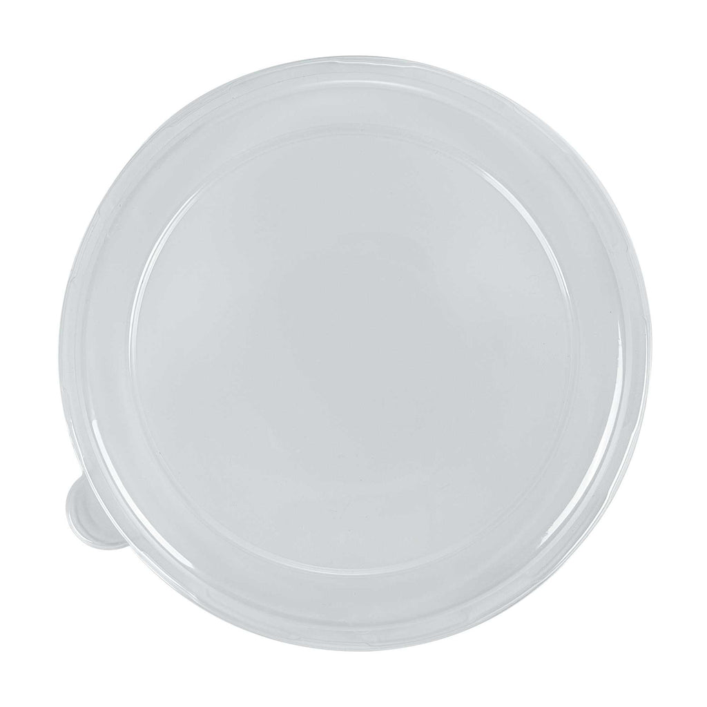 Pulp Safe Round Clear Plastic Dome Lid - Fits 32 oz Bagasse Salad Bowl - 100 count box