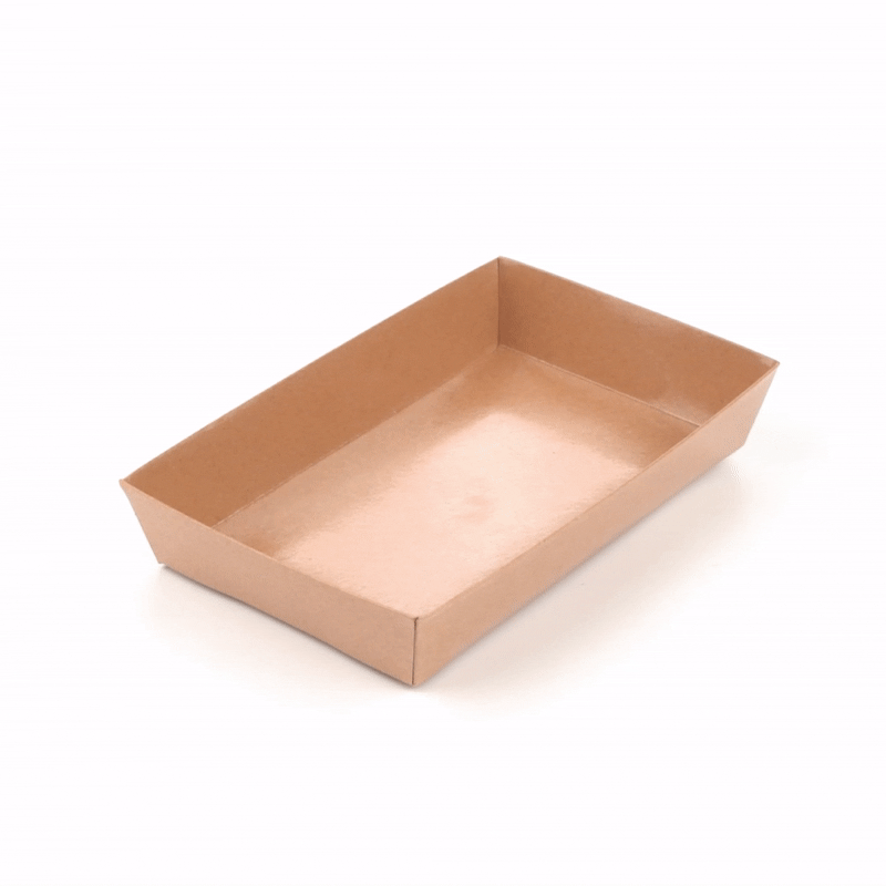 Matsuri Vision Rectangle Kraft Paper Medium Sushi Tray - 8" x 5" x 1 1/2" - 100 count box