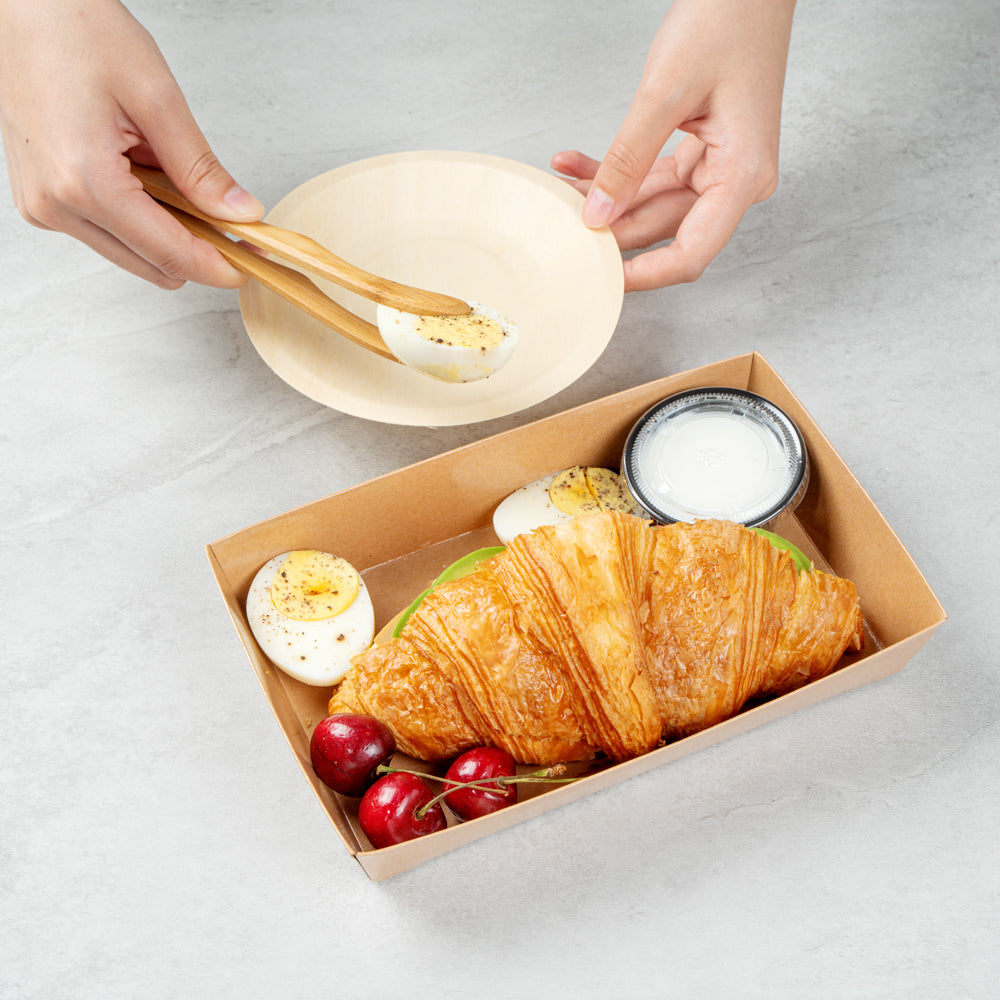 Matsuri Vision Rectangle Kraft Paper Medium Sushi Tray - 8" x 5" x 1 1/2" - 100 count box