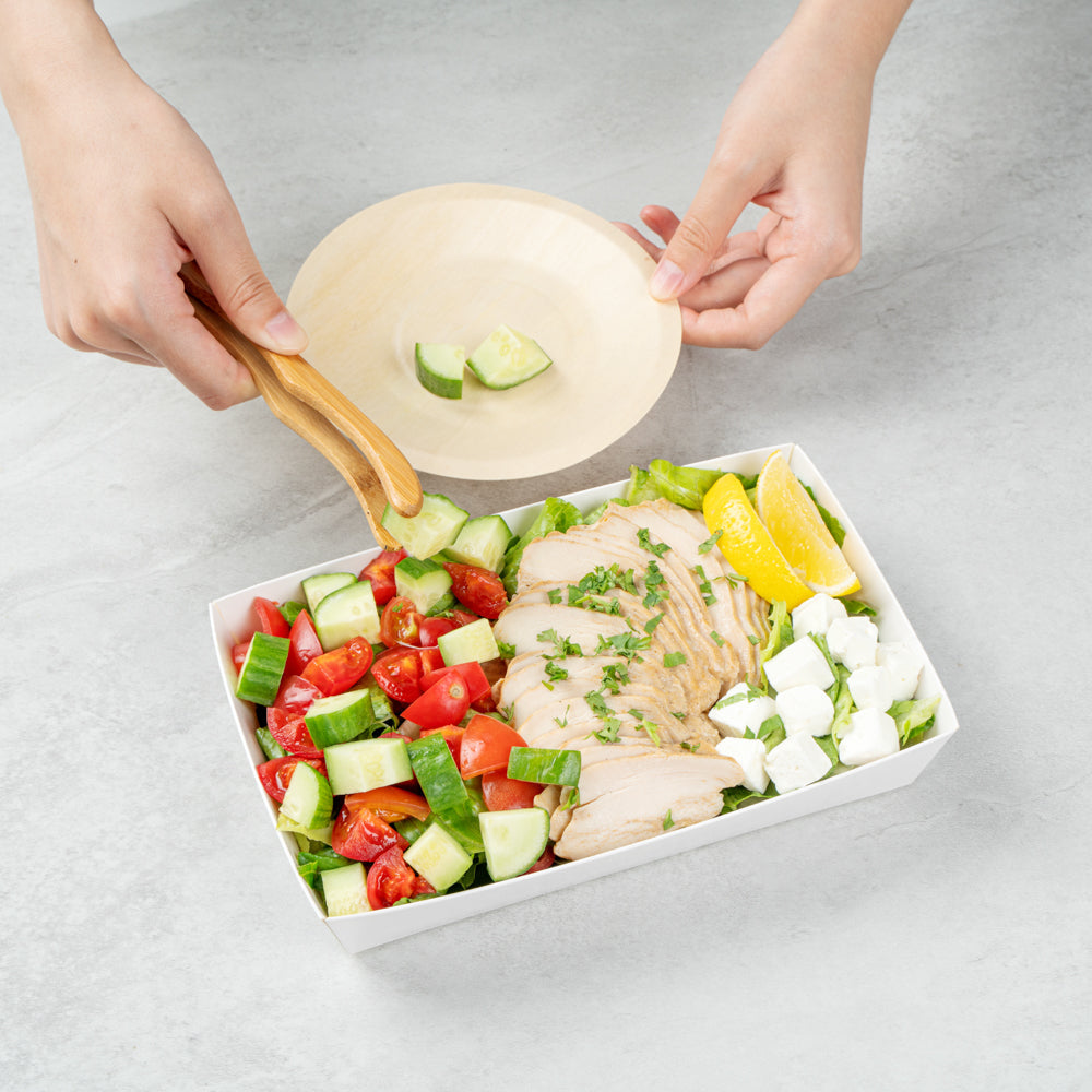Matsuri Vision Rectangle White Paper Medium Sushi Tray - 8" x 5" x 1 1/2" - 100 count box