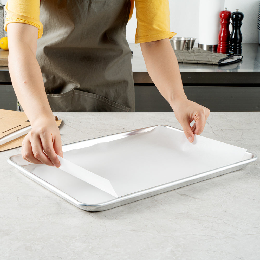 Pastry Tek White Parchment Paper Half Size Sheet Pan Liner - Silicone Coated - 12" x 16" - 200 count box