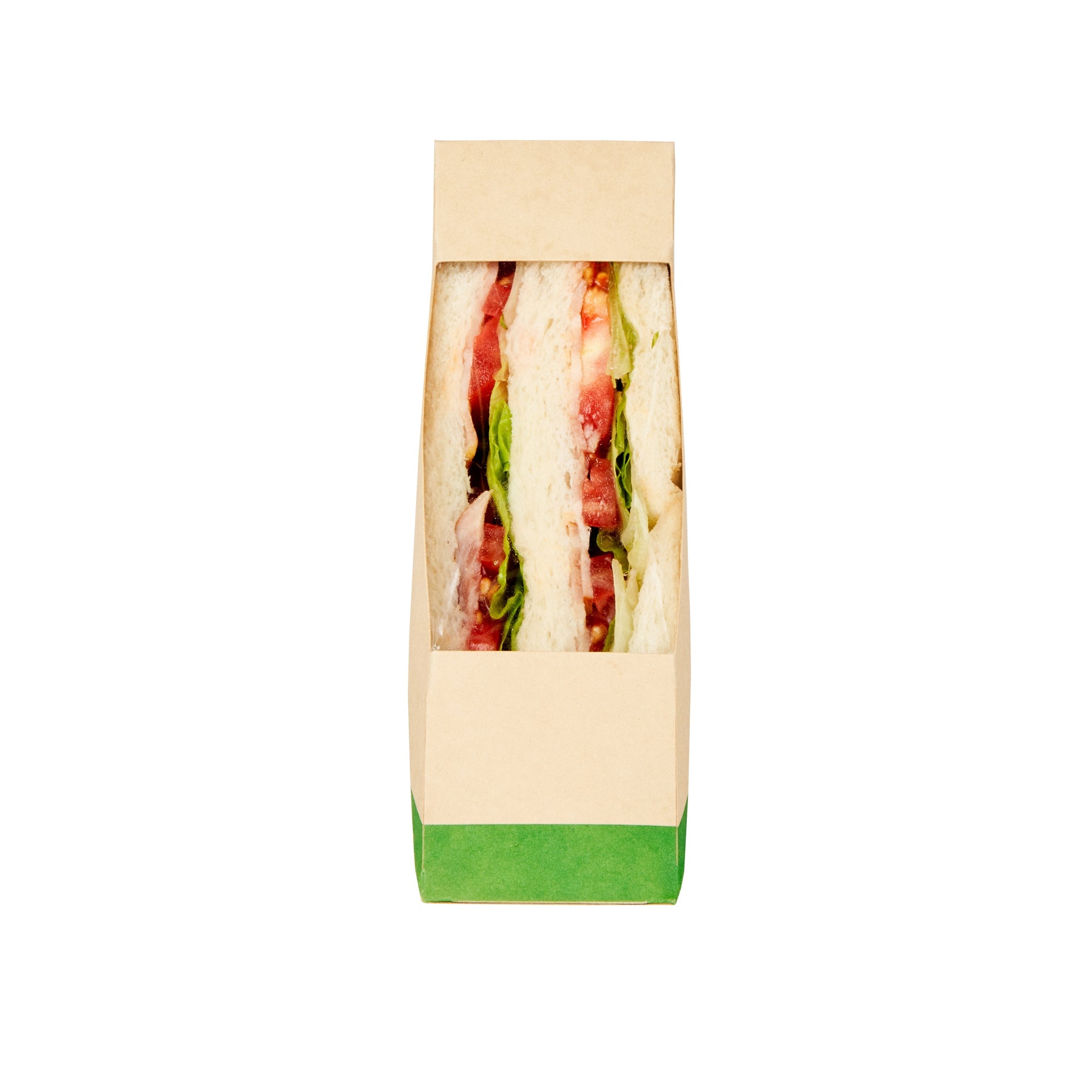Sustain Bamboo Paper Small Sandwich Box - with PLA Lining and Window, Compostable - 4 3/4" x 4 3/4" x 2" - 200 count box