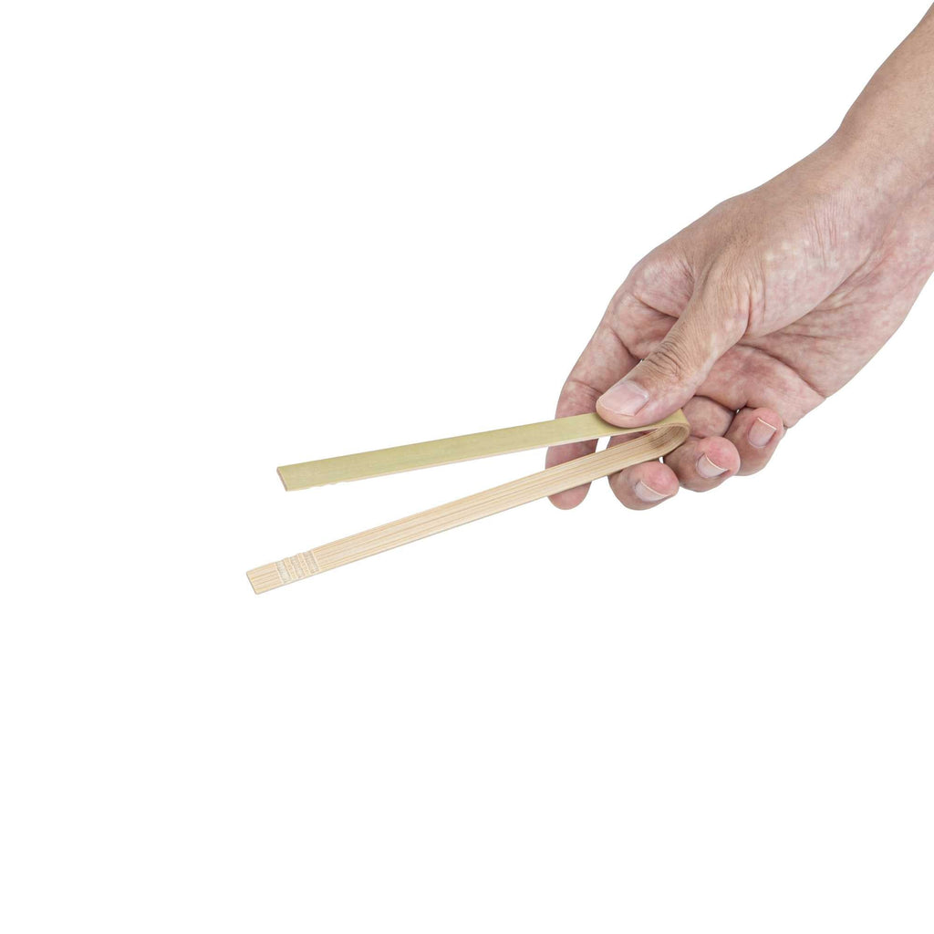 Bambuddha Natural Bamboo Large Tongs - 6" x 1" - 100 count box