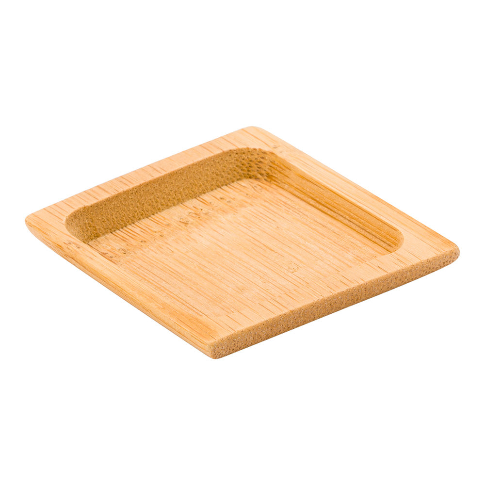 Bambuddha Square Natural Bamboo Carved Plate - 2 1/2" x 2 1/2" x 1/2" - 100 count box