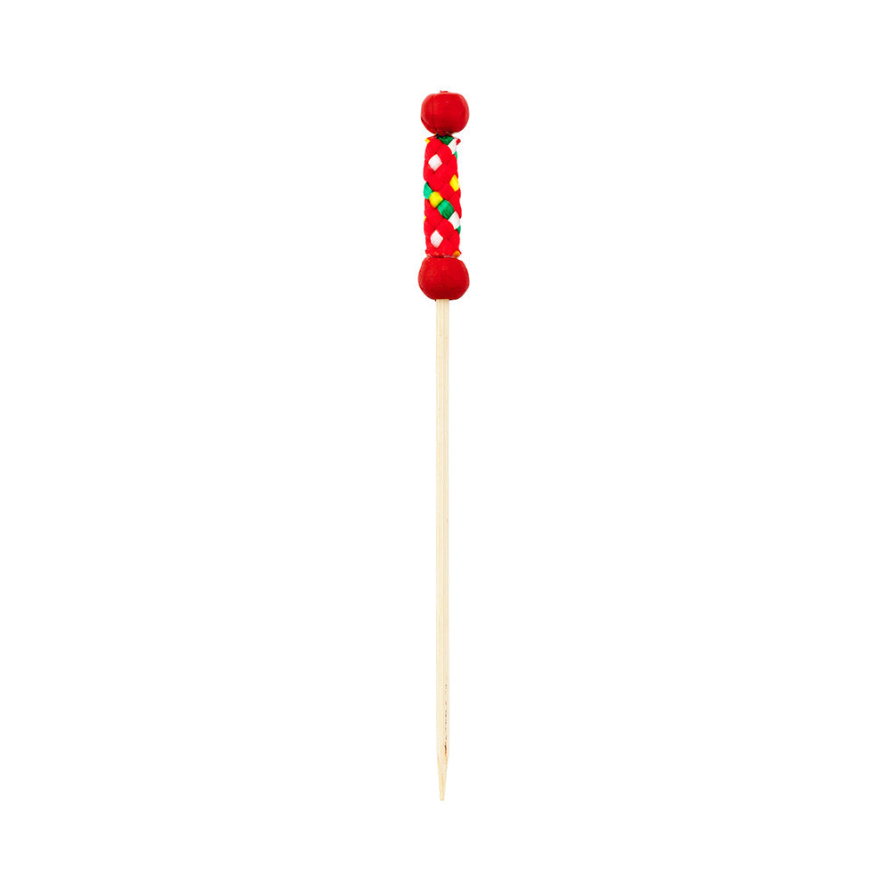 Pixy Red Bamboo Braided Pick - 4" - 1000 count box