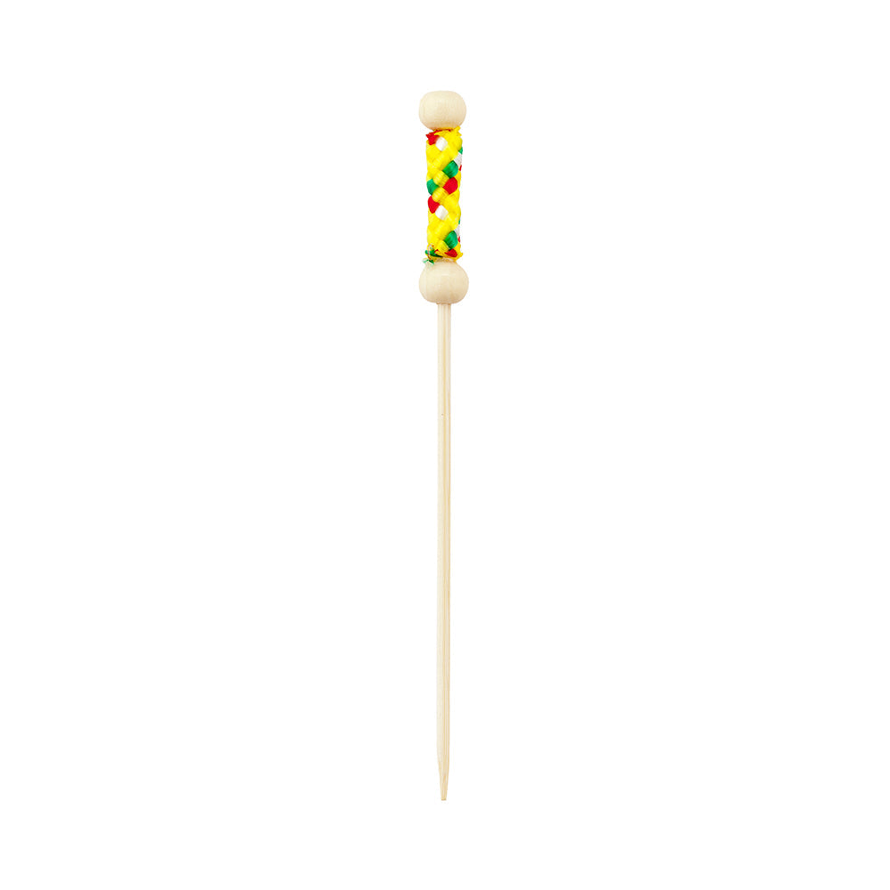 Pixy Yellow Bamboo Braided Pick - 4" - 1000 count box