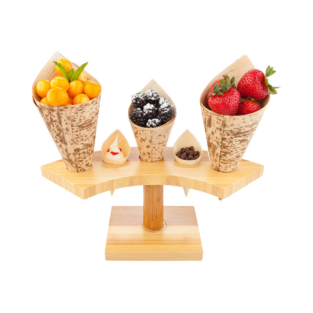 Bambuddha Crescent Natural Bamboo Cone Stand - 5 slots - 10" x 4 1/2" x 4" - 1 count box