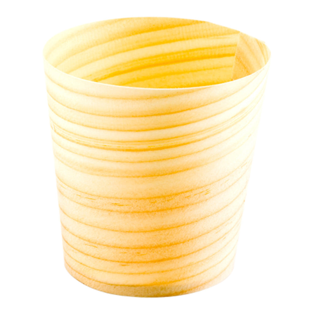 Taipei 3 oz Round Natural Shaved Pinewood Medium Cup - 2 1/2" x 2 1/2" x 2 1/2" - 200 count box