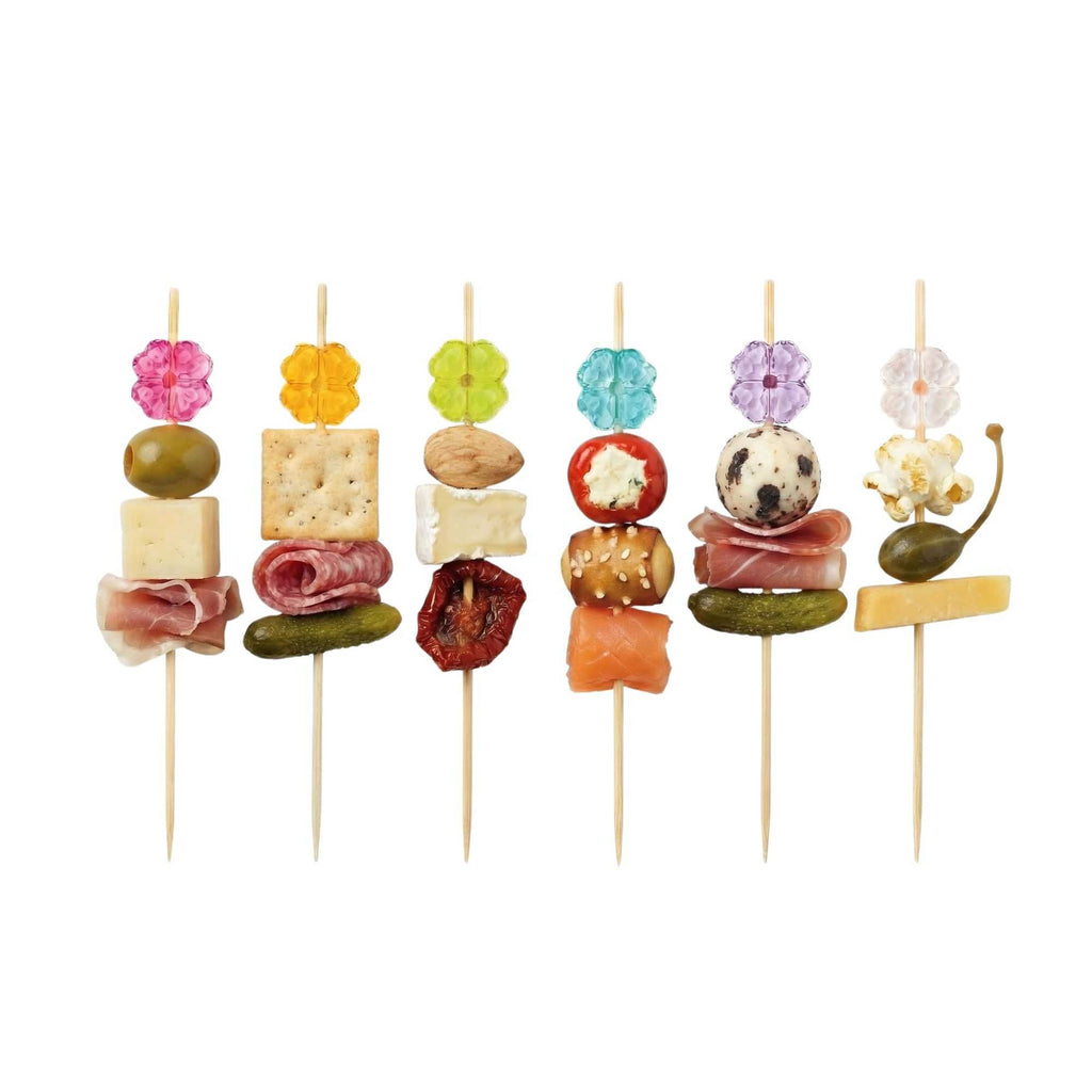 Pixy Assorted Bamboo Acrylic Flower Pick - 4" x 1/2" - 1000 count box