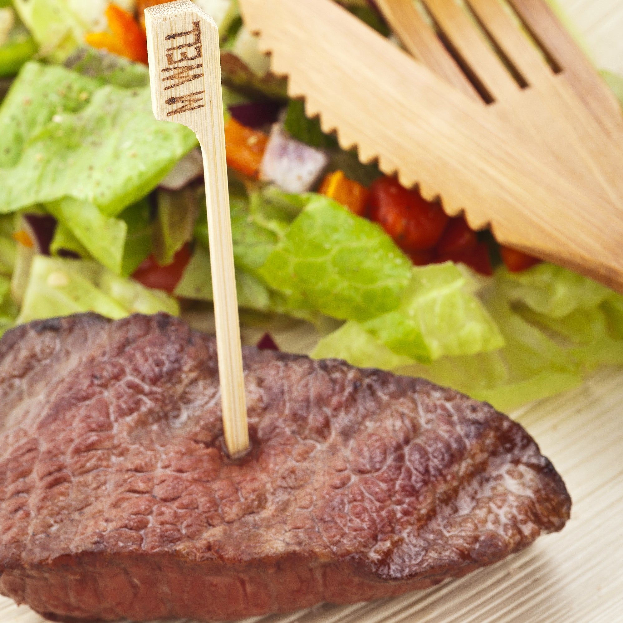 RW Smart Natural Bamboo Paddle Pick / Food Marker - Medium Well - 4" - 1000 count box